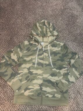 Old Navy Green Camo Zip Hoodie